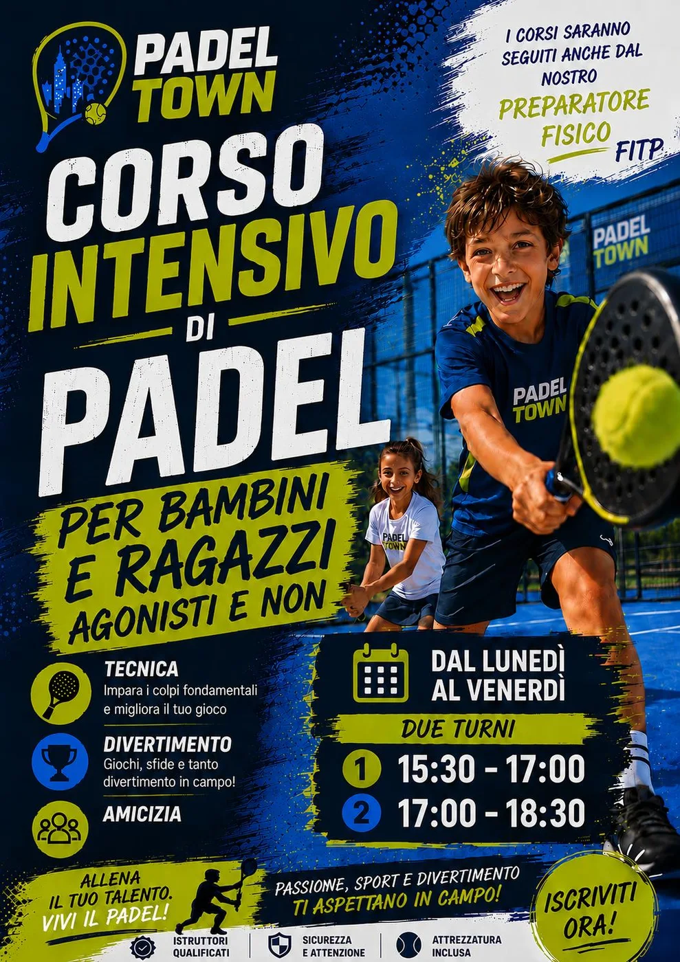 Locandina Corso Intensivo di Padel per bambini e ragazzi, Padel Town